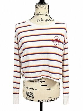 Hollister Striped Long Sleeve Cropped Tee